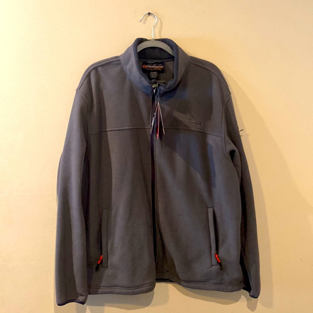 Gray Free Country Microtech Fleece Full Zip Sweater Jacket Zip Pocket XXL NWT
